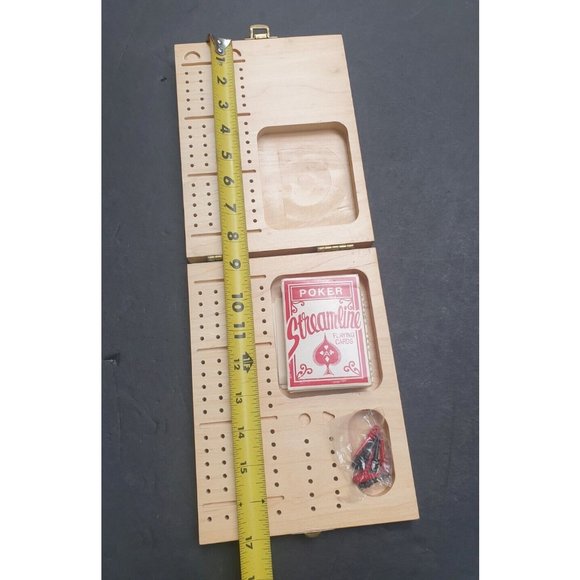 Cribbage Game Set Travel Wood Box Great American - Picture 6 of 11